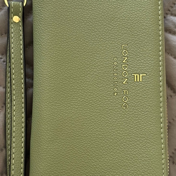 London Fog Olive Wristlet zip around for essentials like cards, cash, a phone. - Picture 1 of 5